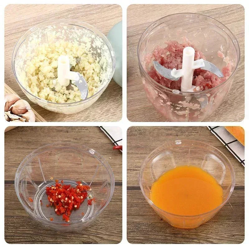 Manual Vegetable Chopper - Hand Pull Food Processor For Quick & Easy Cutting