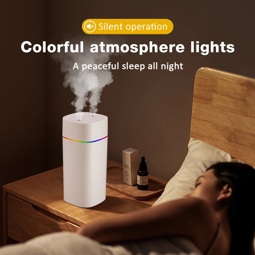 600ml Air Humidifier with Dual Mist, LED Light & 6H Timer