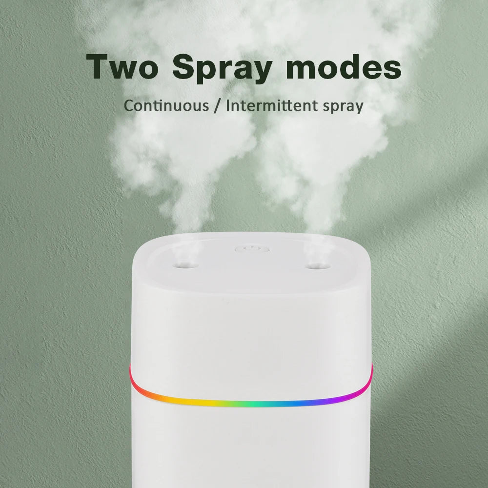 600ml Air Humidifier with Dual Mist, LED Light & 6H Timer