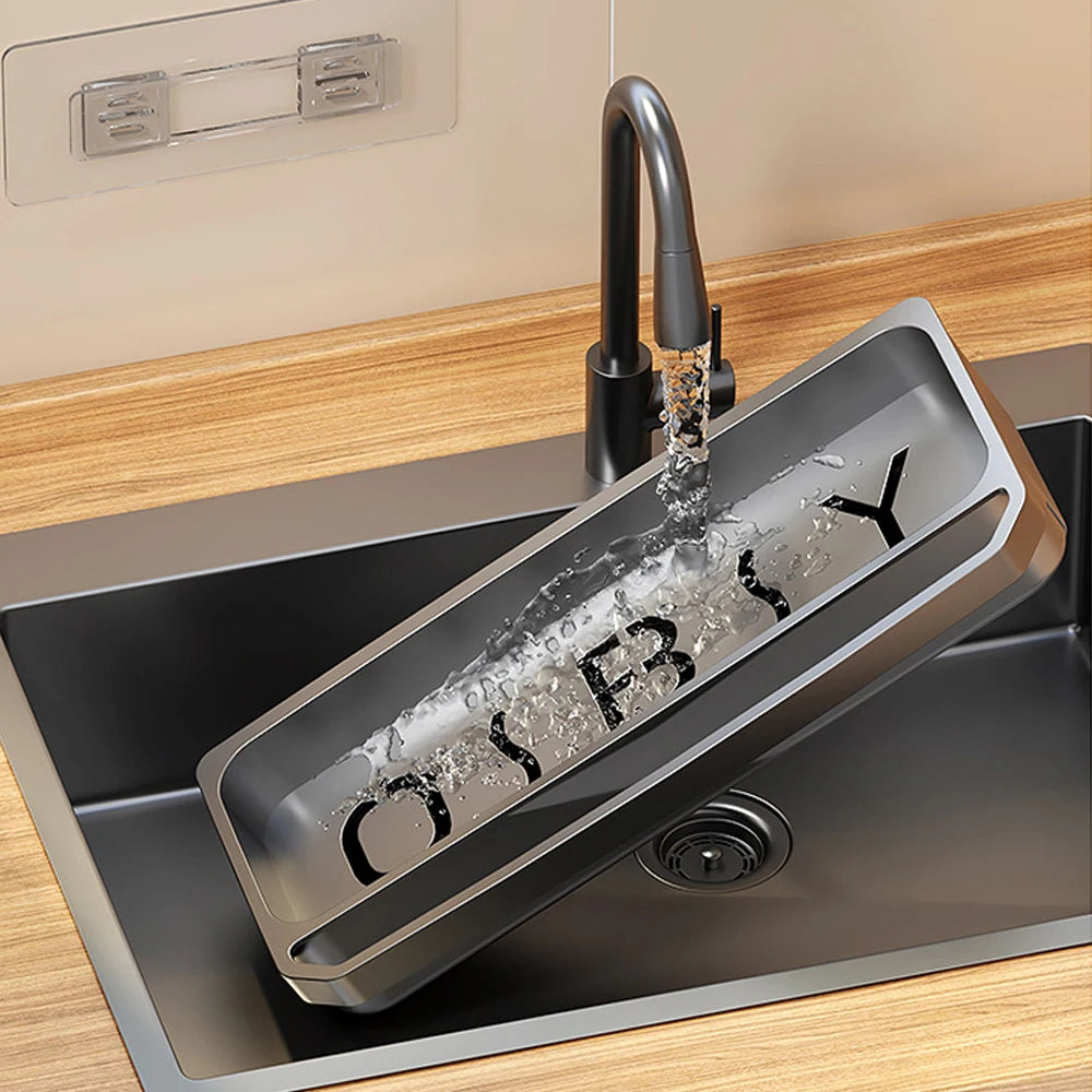 Kitchen sink Organizer with drain Tray - Sponge & Soap Holder Rack