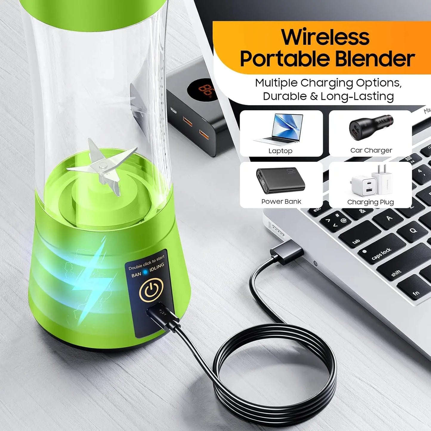Portable USB Elevtric Juicer Blender - Rechargeable Smoothie & Juice Maker 380ml