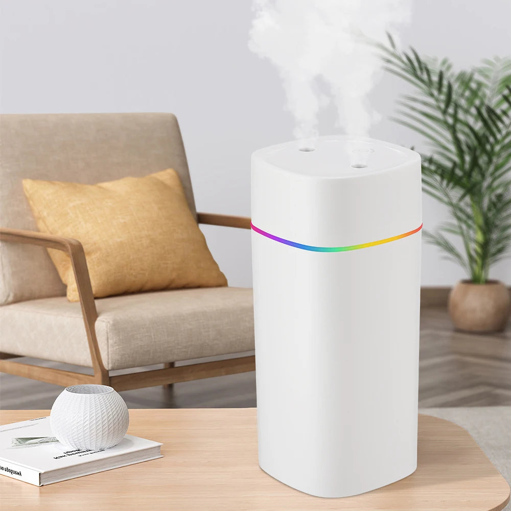 600ml Air Humidifier with Dual Mist, LED Light & 6H Timer